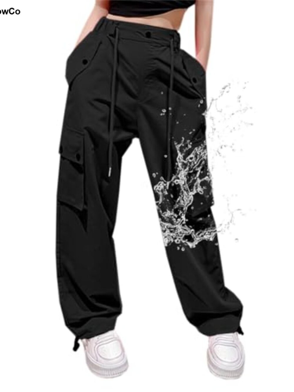 Women's Parachute Cargo Pants Ripstop Nylon Baggy Y2K Streetwear Hiking